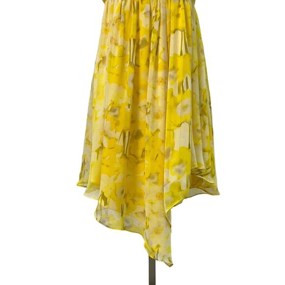 Vince Camuto Yellow Floral Print Strapless Blouson Dress 6 - Picture 2 of 7